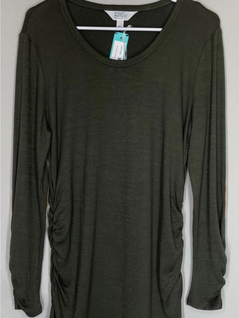 Market & Spruce patch elbow Long Sleeve Ruched Women’s maternity Top 15”p2p25” L